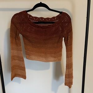 Fashion Nova Brown Crochet Top